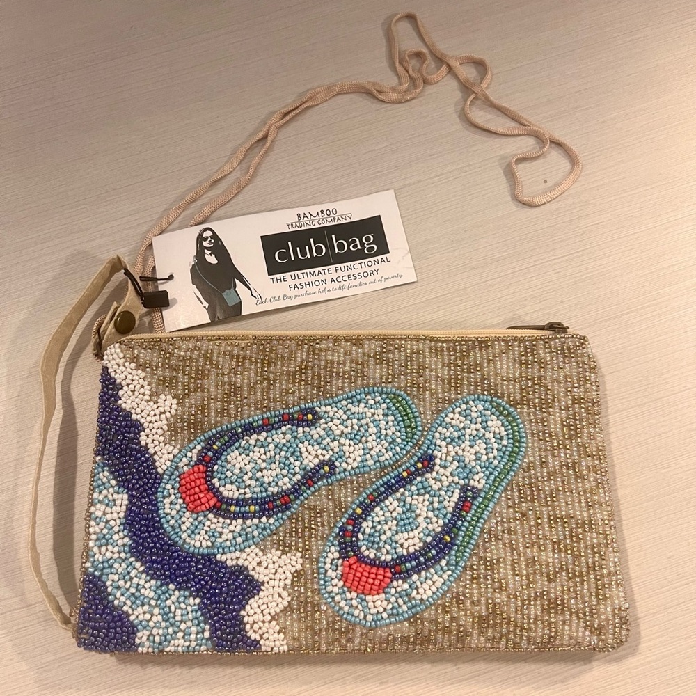 Beaded Tan Clutch